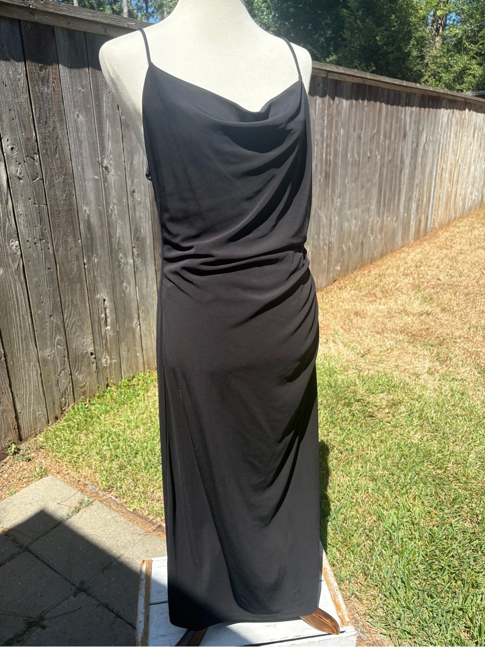 H&M Black Cowl-Neck Midi Slip Dress